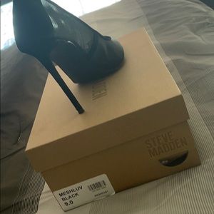 Steve Madden Mesh Luv Black Heels